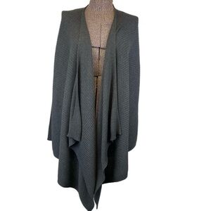 NEW! Eileen Fisher 100% Wool Size Medium Waterfall Cardigan Long Sweater Ribbed